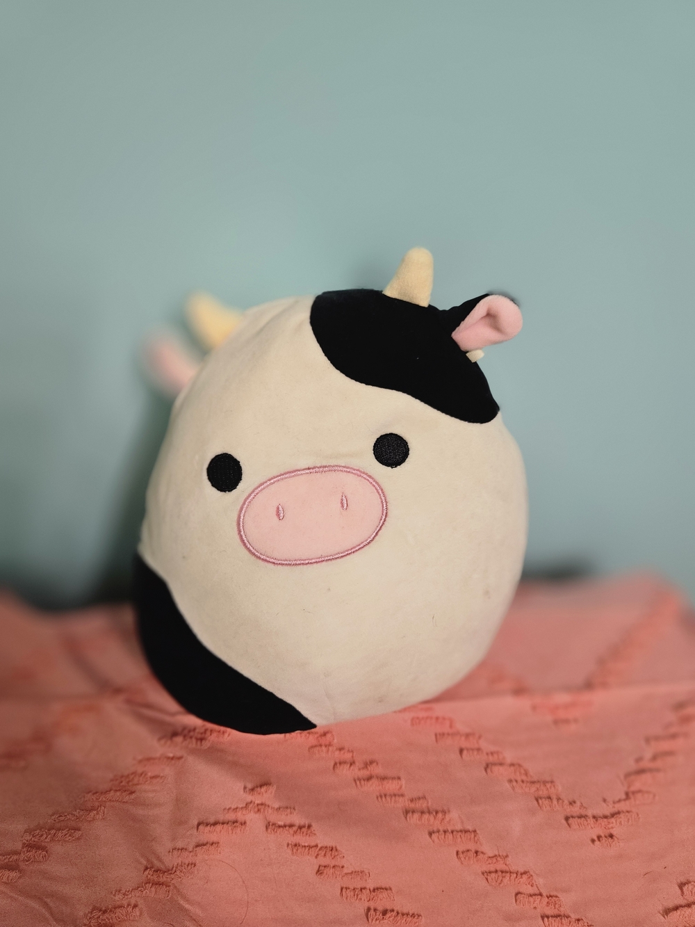 Squishmallows Cow Plush - Cream, Black, Pink